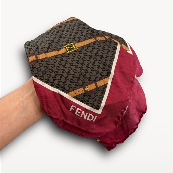 Fendi FF Logo Sill Scarf Bandana Twill - Picture 2 of 4
